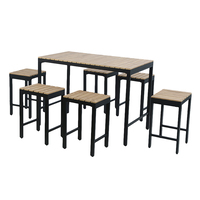 Faux Wood and Extrusion Aluminium 6 Seater Bar Style Dining Set