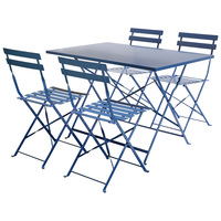 4 Seater Rectangular Metal Folding Dining Set – Navy Grey