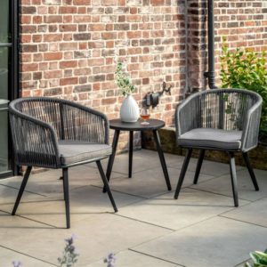Crail Metal 2 Seater Bistro Set With Rope Weave In Charcoal