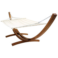 Charles Bentley Extra Large Garden Hammock With Wooden Arc Stand Two Person " Cream