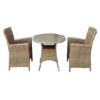 Derya Glass Top 70cm Bistro Table With 2 High Back Chairs