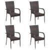 Garima Outdoor Set Of 4 Poly Rattan Dining Chairs In Brown