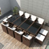 Savir Rattan Outdoor 12 Seater Dining Set With Cushion In Brown