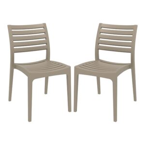 Albany Taupe Polypropylene Dining Chairs In Pair
