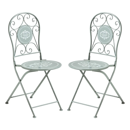 Calderon Outdoor Grey Metal Seating Chairs In Pair