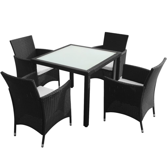 Truro Rattan 5 Piece Outdoor Dining Set with Cushions In Black