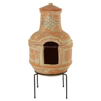 Small Terracotta Clay Chiminea With BBQ Grill
