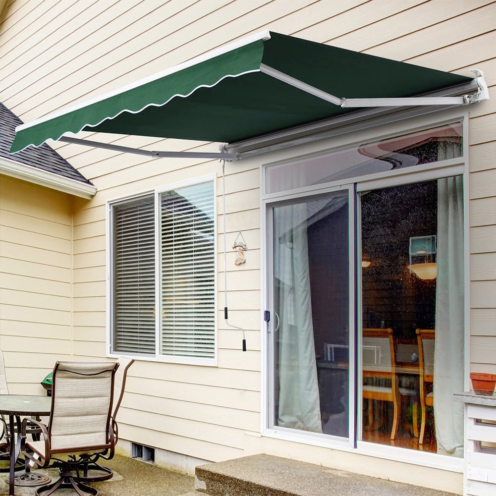 Installation Height Retractable Patio Awning - Manual Shelter Green