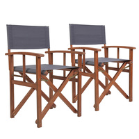FSC® Certified Wooden Pair of Folding Directors Chairs Grey