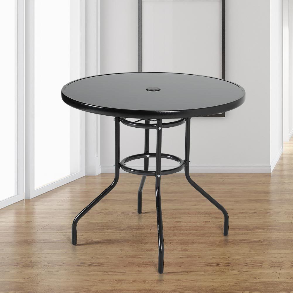Patio Table Garden Coffee Table Dining Table with Umbrella Stand Hole
